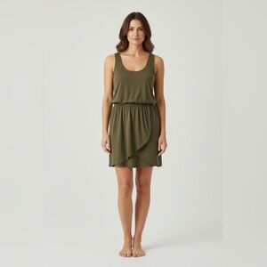 Anthropologie Lilka Elastic Waist Tank Dress Olive Green Size Medium